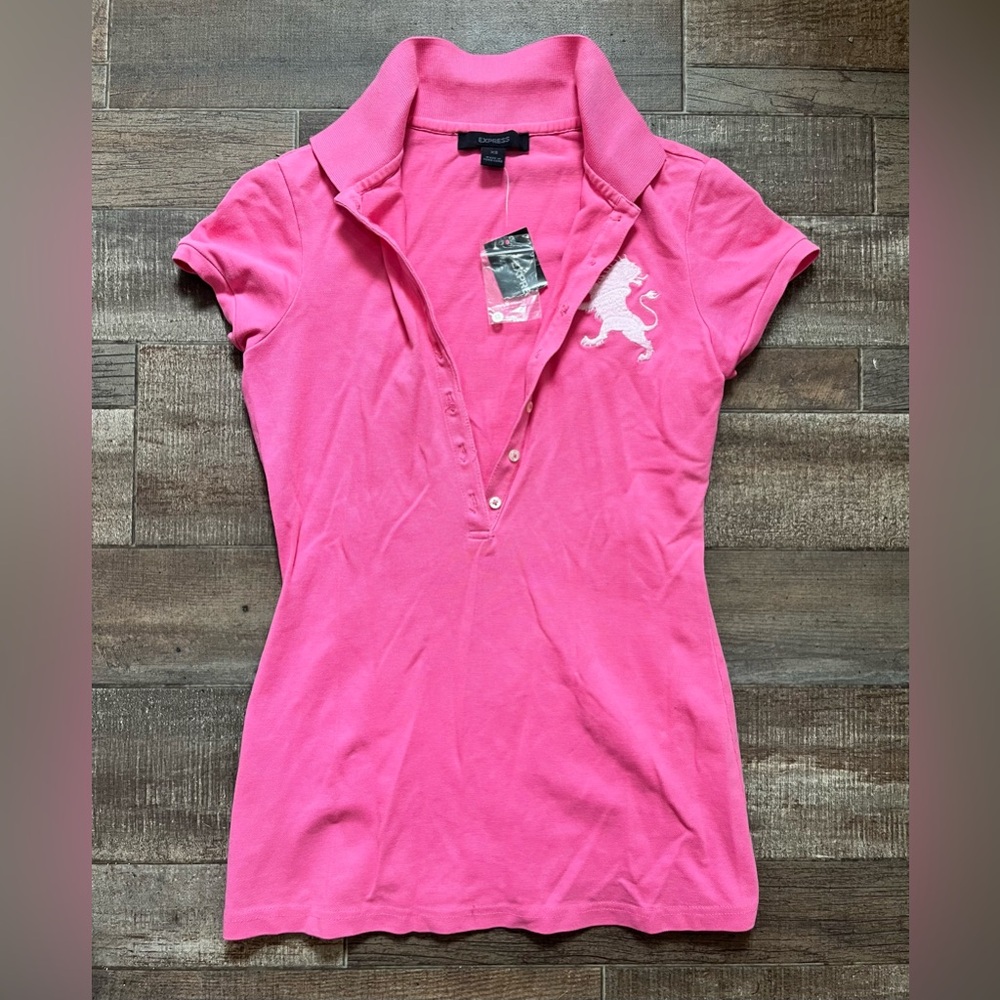Express Y2K Pink Polo Size XS